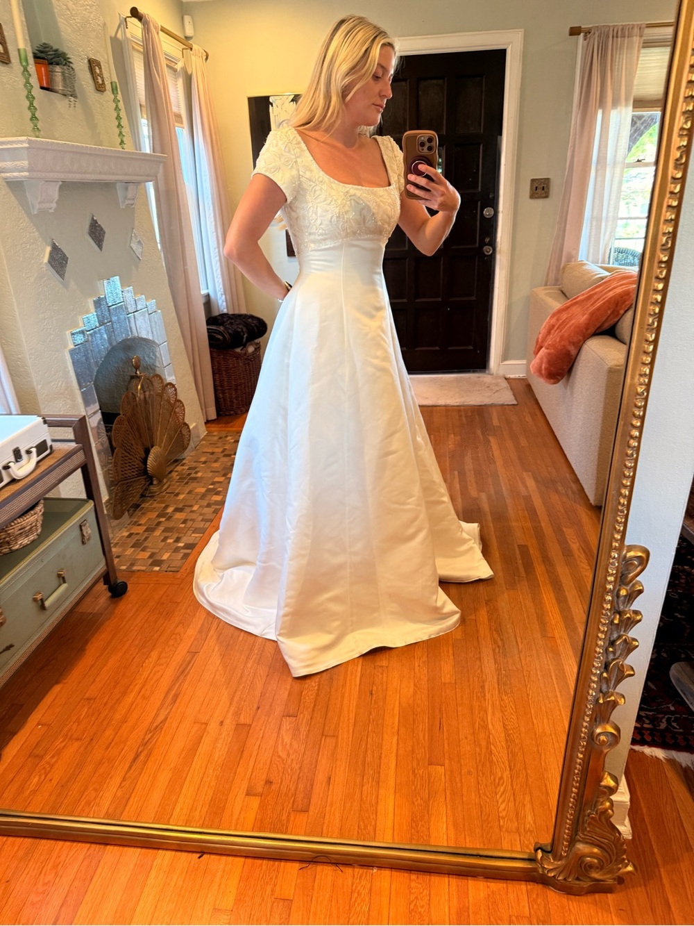 Jasmine White Satin A-Line Wedding Dress with Lace Bodice - Picture 3 of 16